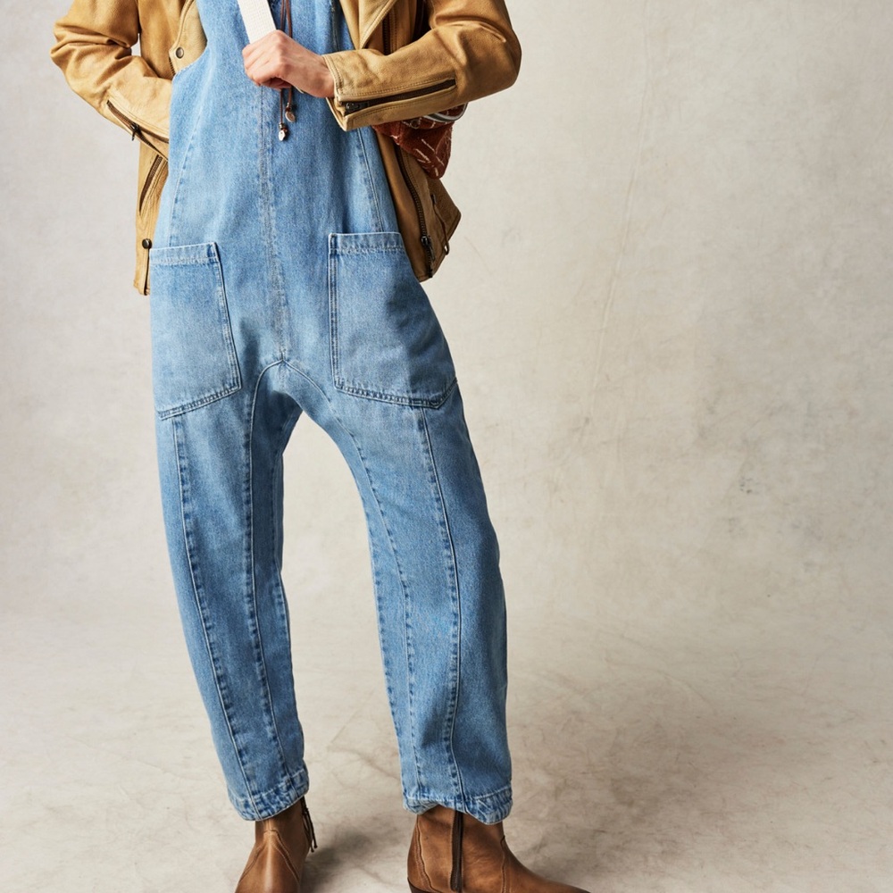 We The Free Blue Denim overalls